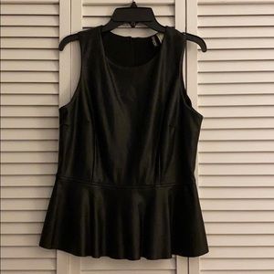 H&M Black Faux Leather Peplum Top
